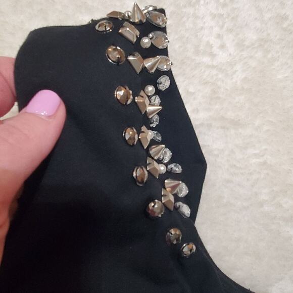 Aramodu Black Mini Sheath Dress with Shoulder Studs, Size Brazil 42 - US 8 - Picture 6 of 10